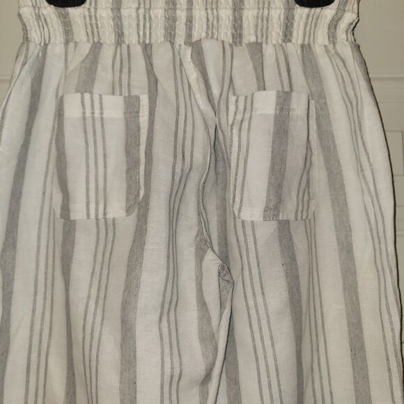 Paradise USA Women’s Boho Striped Wide Leg Pants L Linen Blend Beach Resort... - Picture 5 of 6